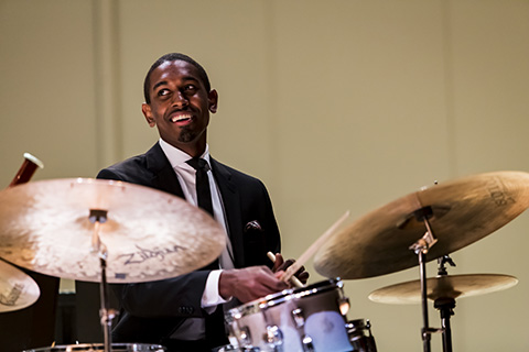 Frost School of Music student playing the drums